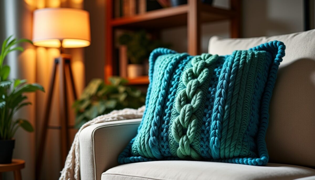 Créez un coussin unique avec une embrasse réalisée au tricotin